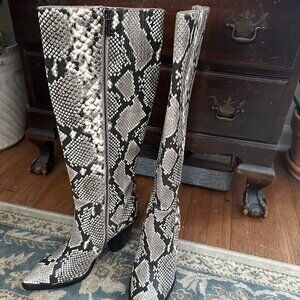 Michael Kors Dover Heeled Boot - Embossed Snakeskin - Size 8